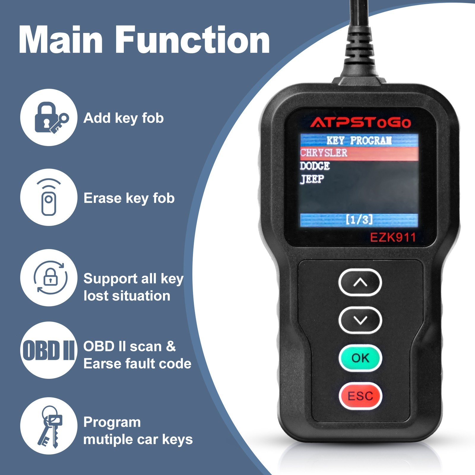 2 Replacement For 2013 2014 2015 2016 Dodge Dart Remote Key Fob Programming Tool