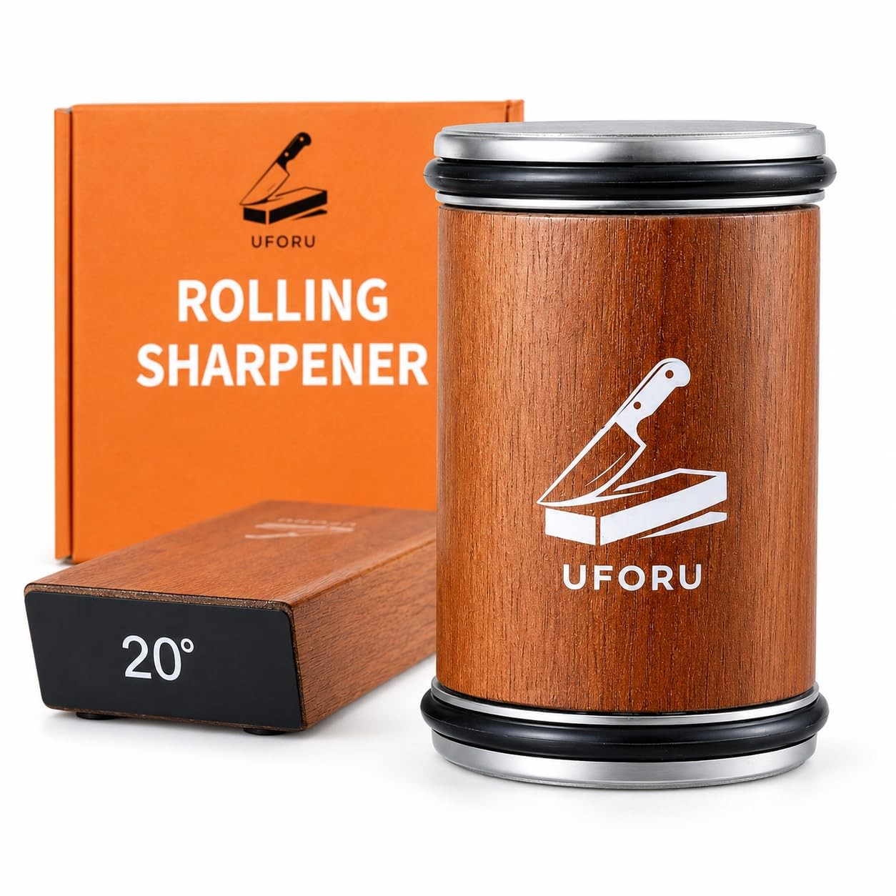 UFORU Rolling Knife Sharpener Kit, Knife Sharpener Tool with 15° & 20° Magnet...