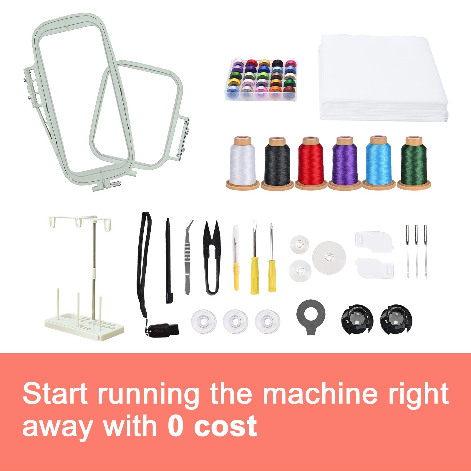 Poolin EOC05 4 x 9in Embroidery Machine Computerized 7in Large LCD Touch Screen
