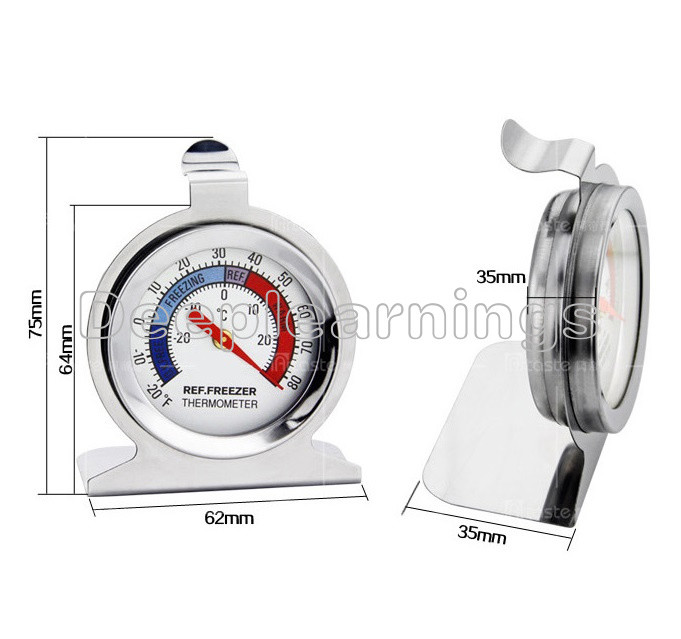 Useful Temperature Refrigerator Freezer Dial Type Thermometer Stainless Steel S