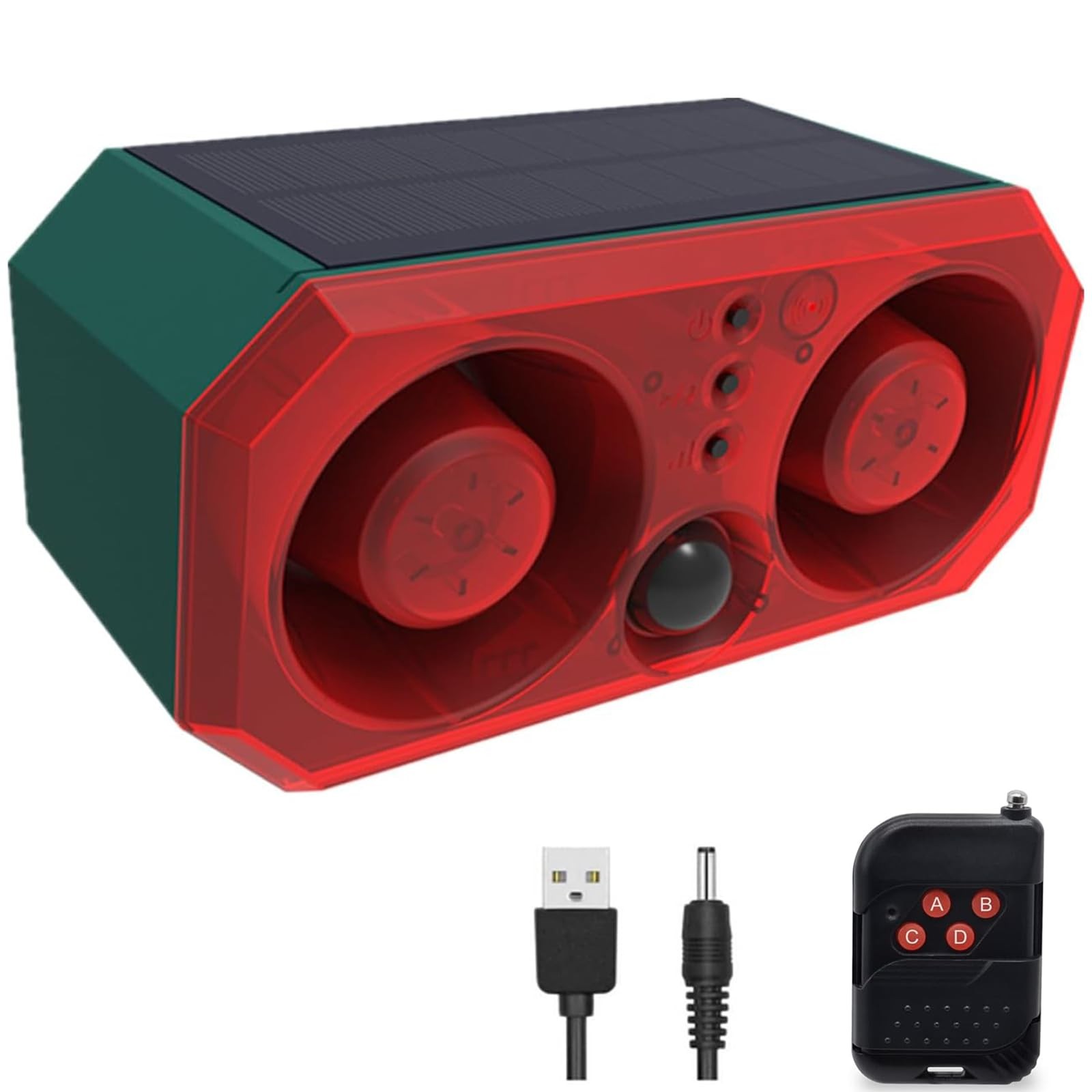 Solar Outdoor Motion Sensor Alarm with 13Sounds, 130db Dual Speaker Gunshot D...