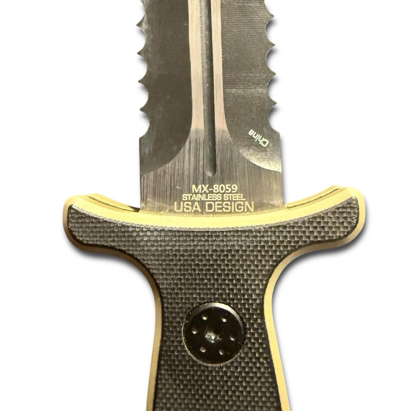 MTech Fixed Blade Dagger Knife Double Edge Serrated w Sheath G10