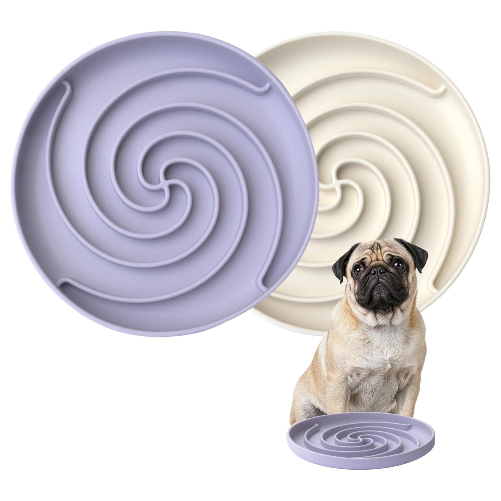 Slow Feeder Dog Bowls, Dishwasher Microwave Safe Silicone Puppy Puzzle Bowl w...
