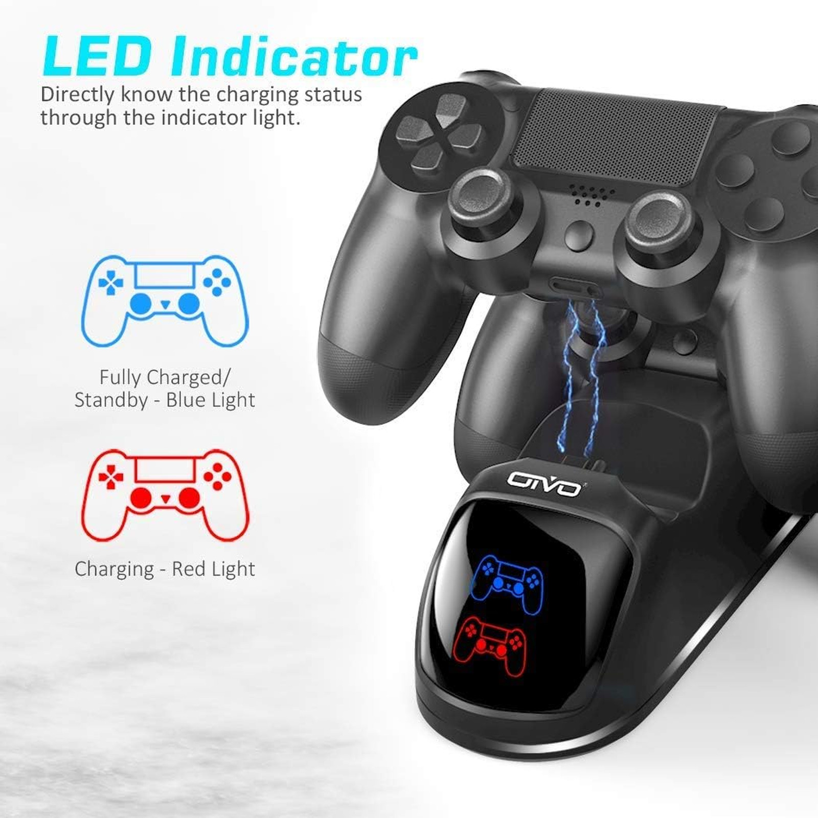 PS4 Controller Charger Dock Station, 1.8Hrs PS4 Controller Charging Dock