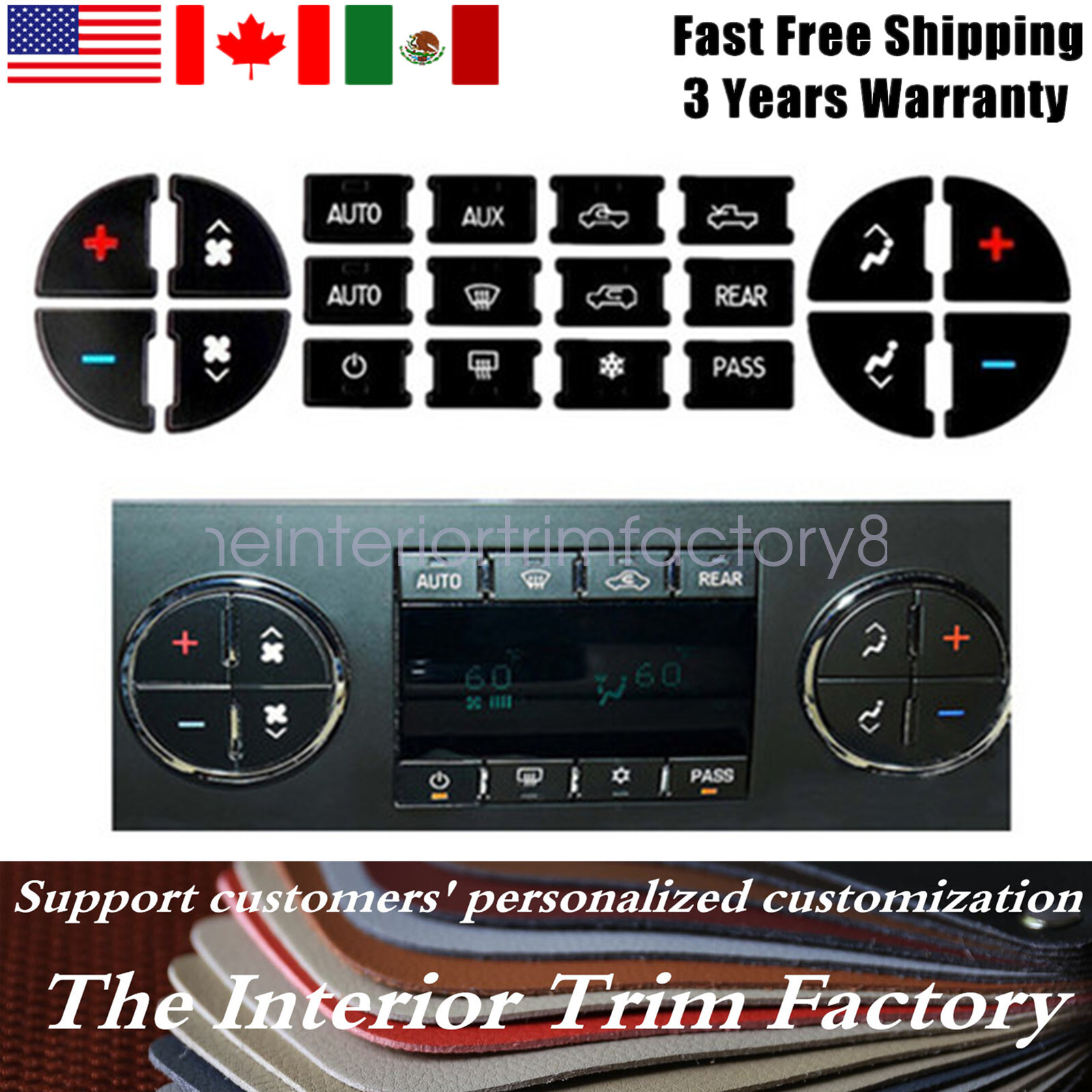 For 2007-2014 Chevy Tahoe AC Dash Button Repair Kit Decal Stickers