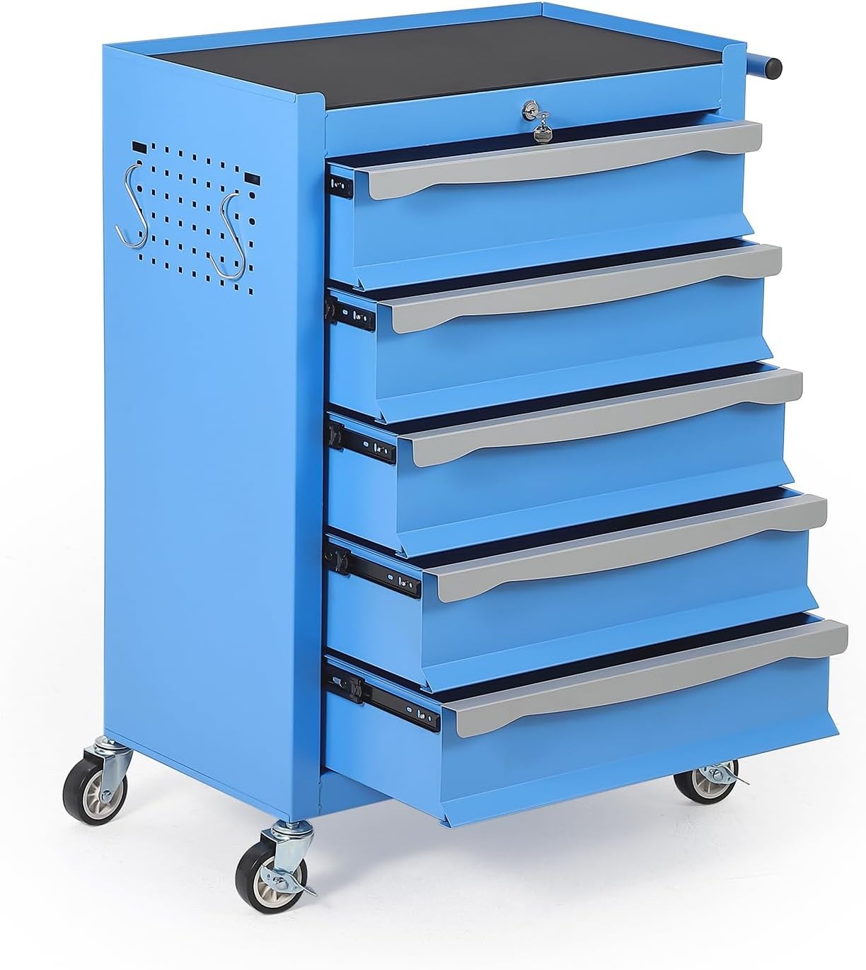 Hetoy 5-Drawer Tool Chest with Lock,Heavy-Duty Modular Steel Toolbox Rolling