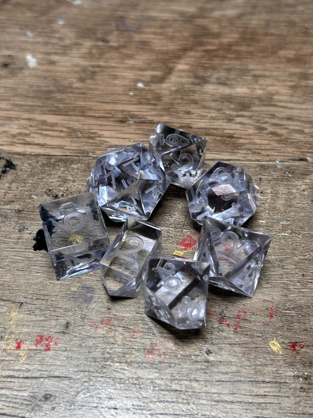 RAW* Dice: Transparent Clear _ Resin-Cast Dice Set  *See Description* D&D
