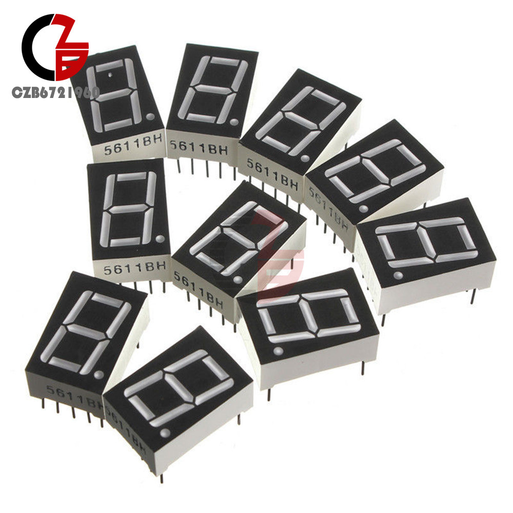 10PCS Red 7 Segment 1 Bit 0.5" LED Display Digital Tube Common Anode