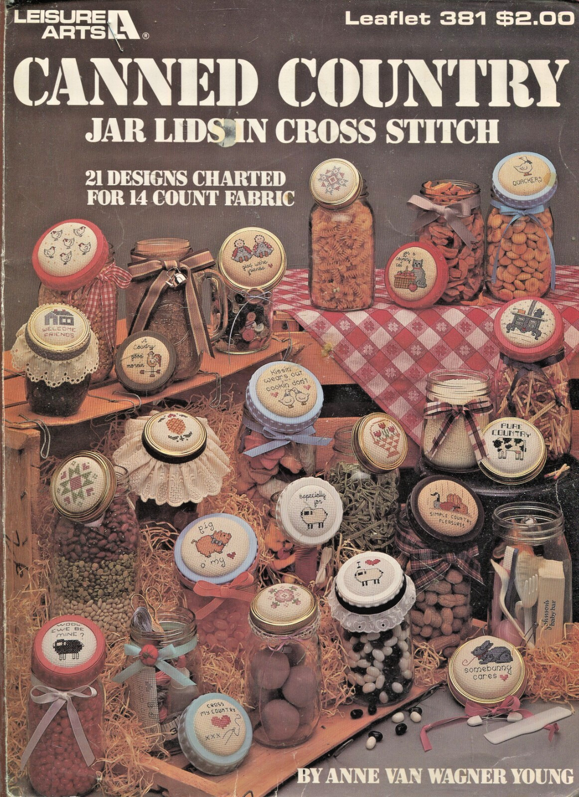 Canned Country Jar Lids In Cross Stitch Leisure Arts Leaflet  381 21 Designs