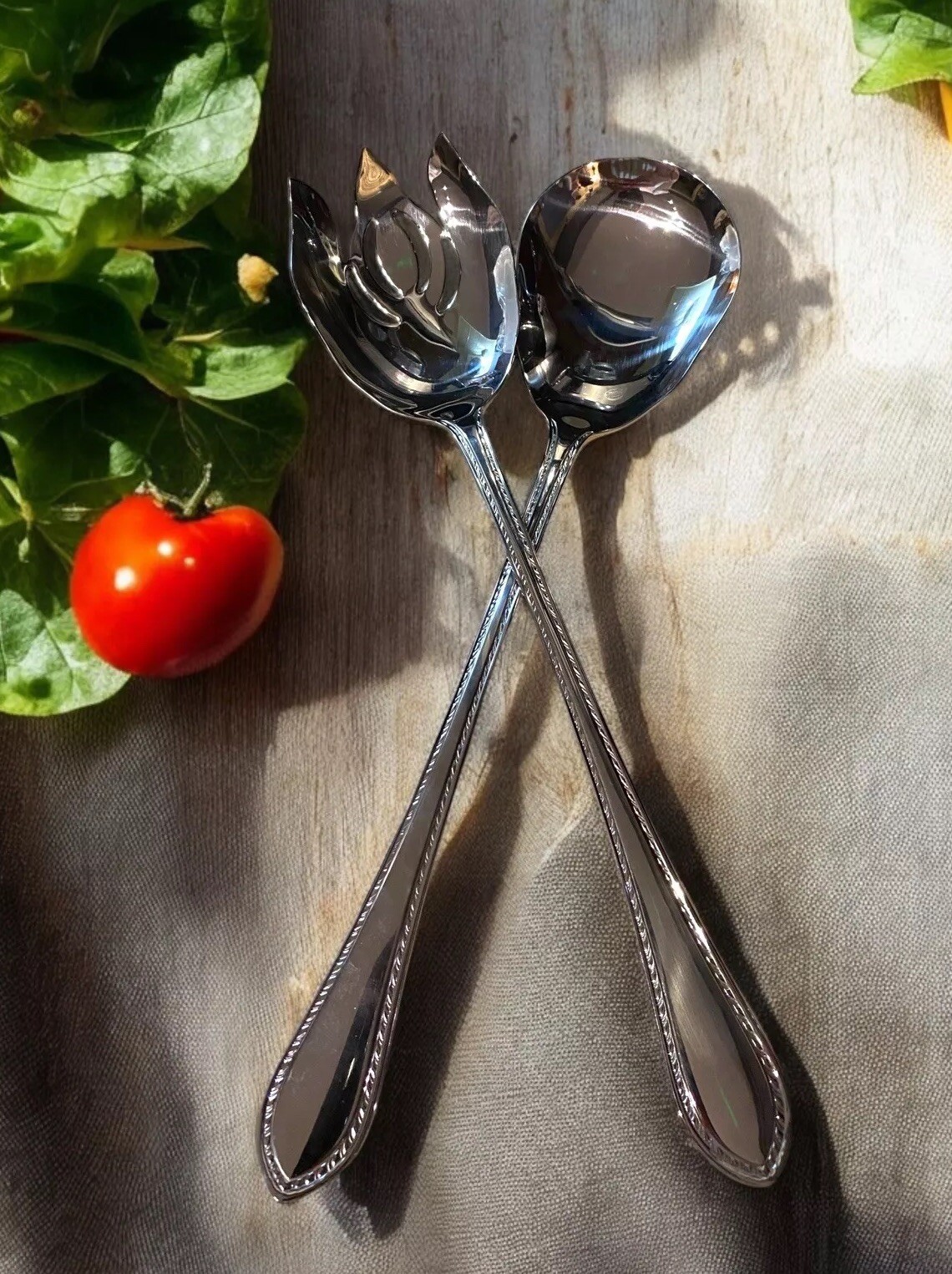 Reed & Barton TRADITION TANGLEWOOD 12" Stainless 18/10  Salad Serving Set.  New