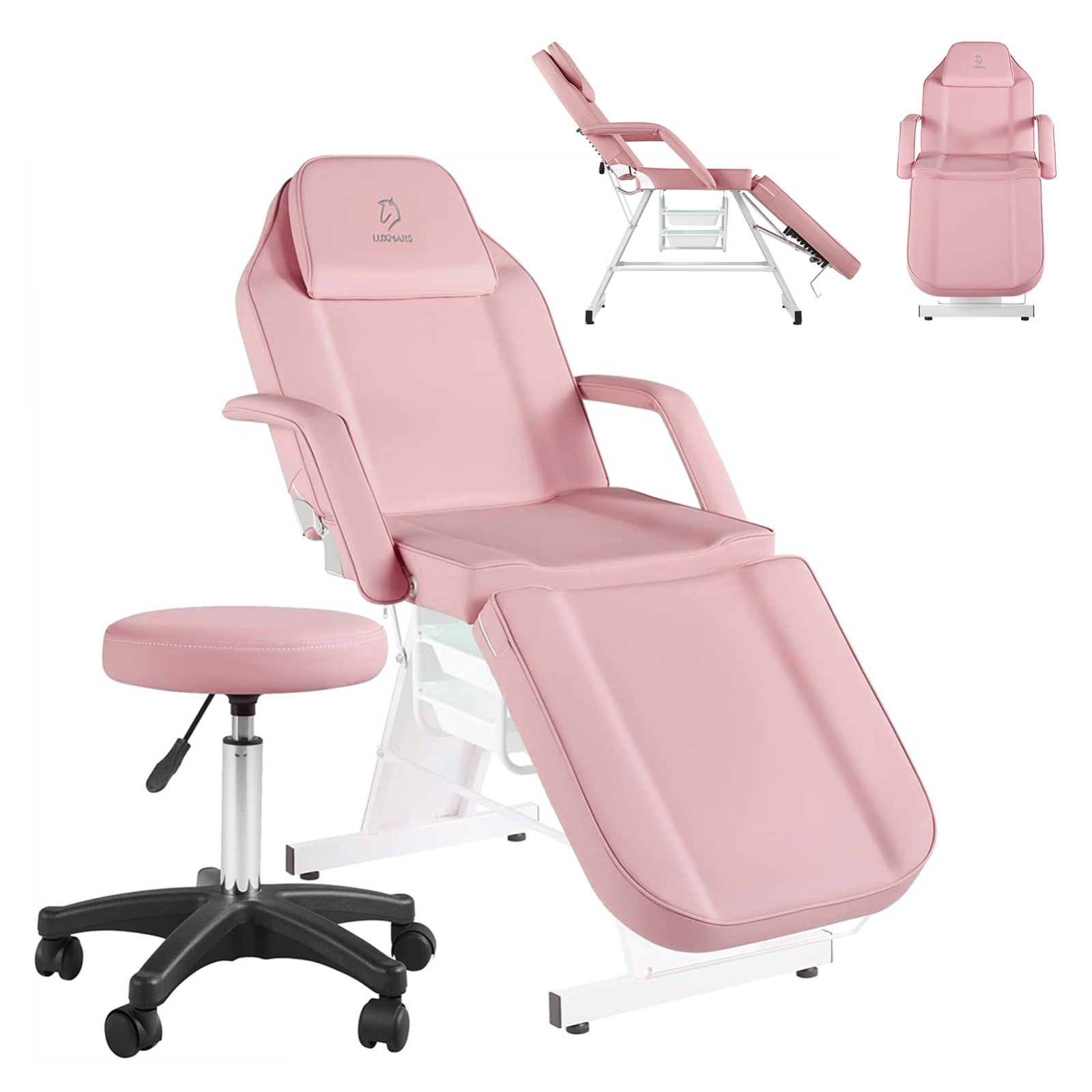 73in Facial Chair 3-Section Adjustable Tattoo Chair Lash Bed for Beauty Spa