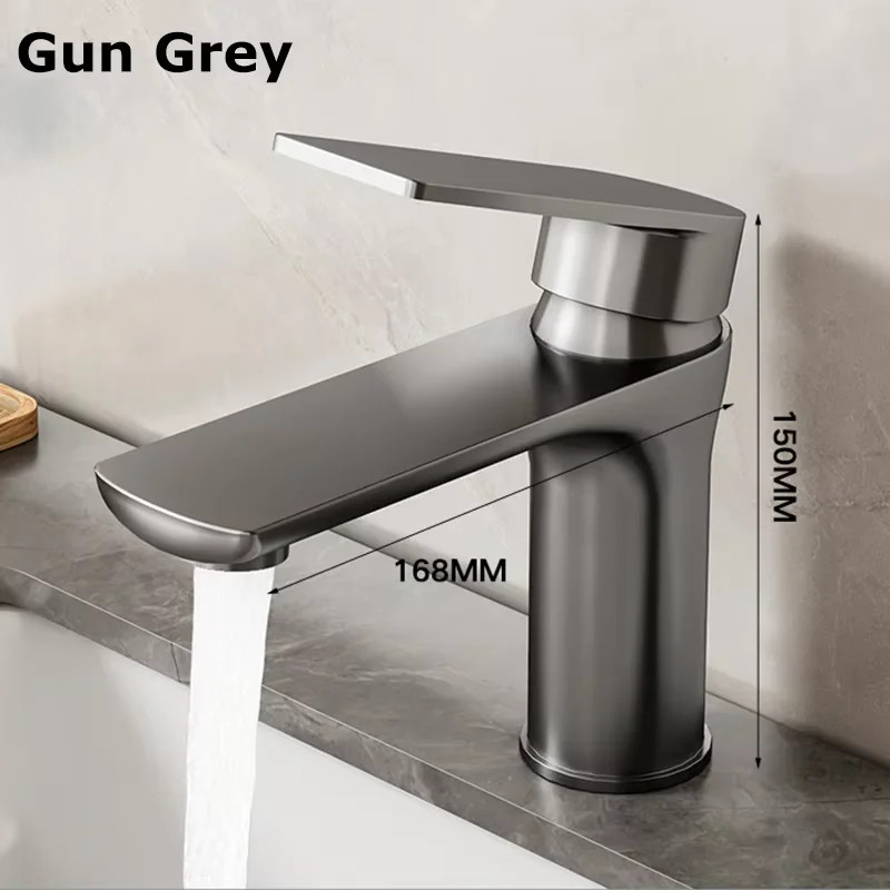 Stainless Steel Bathroom Faucet Hot Cold Water Basin Mixer Sink for Household Wa