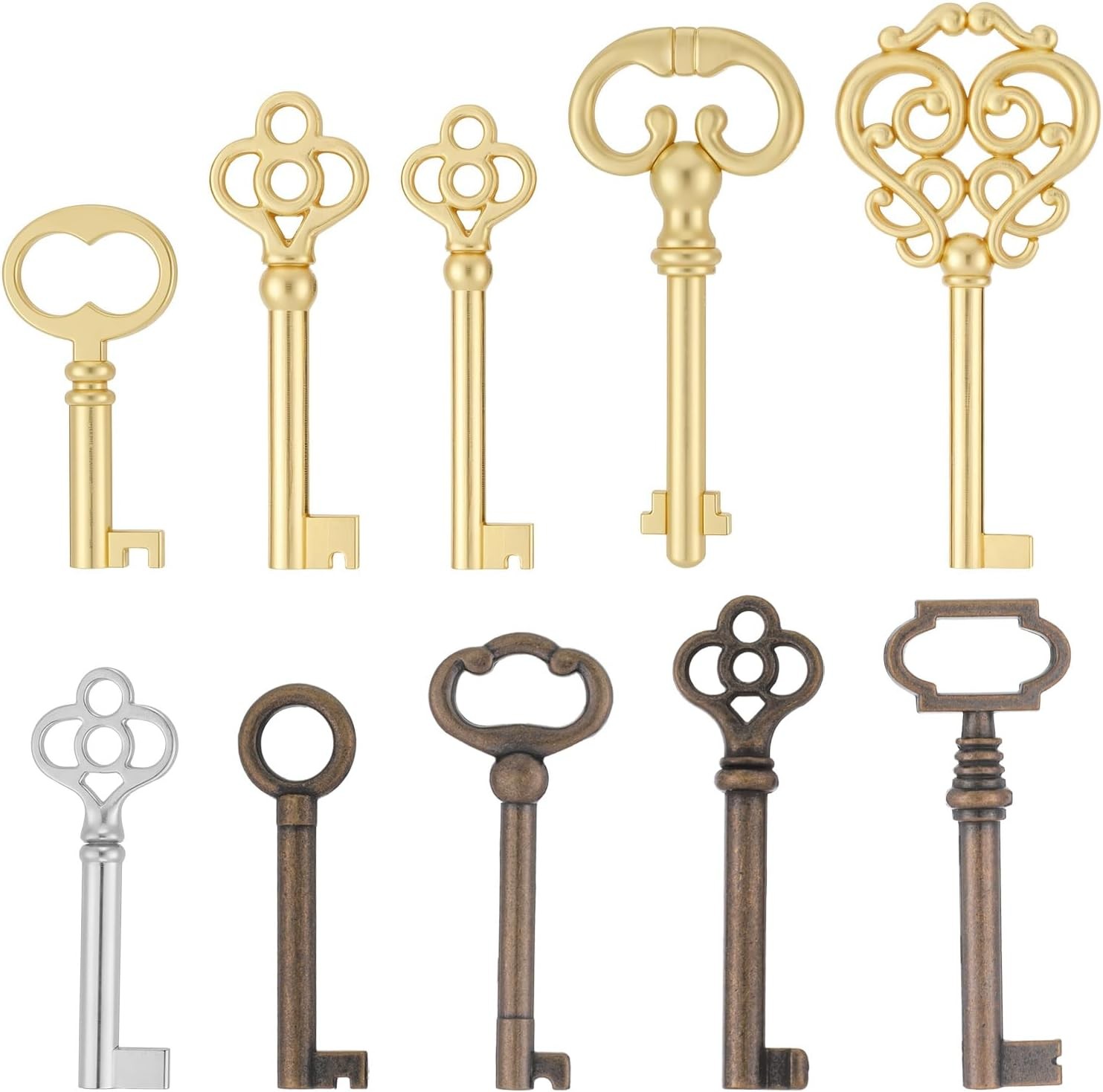10Pcs Skeleton Keys Set – Universal Hollow Keys for Antique Furniture, Cabinets