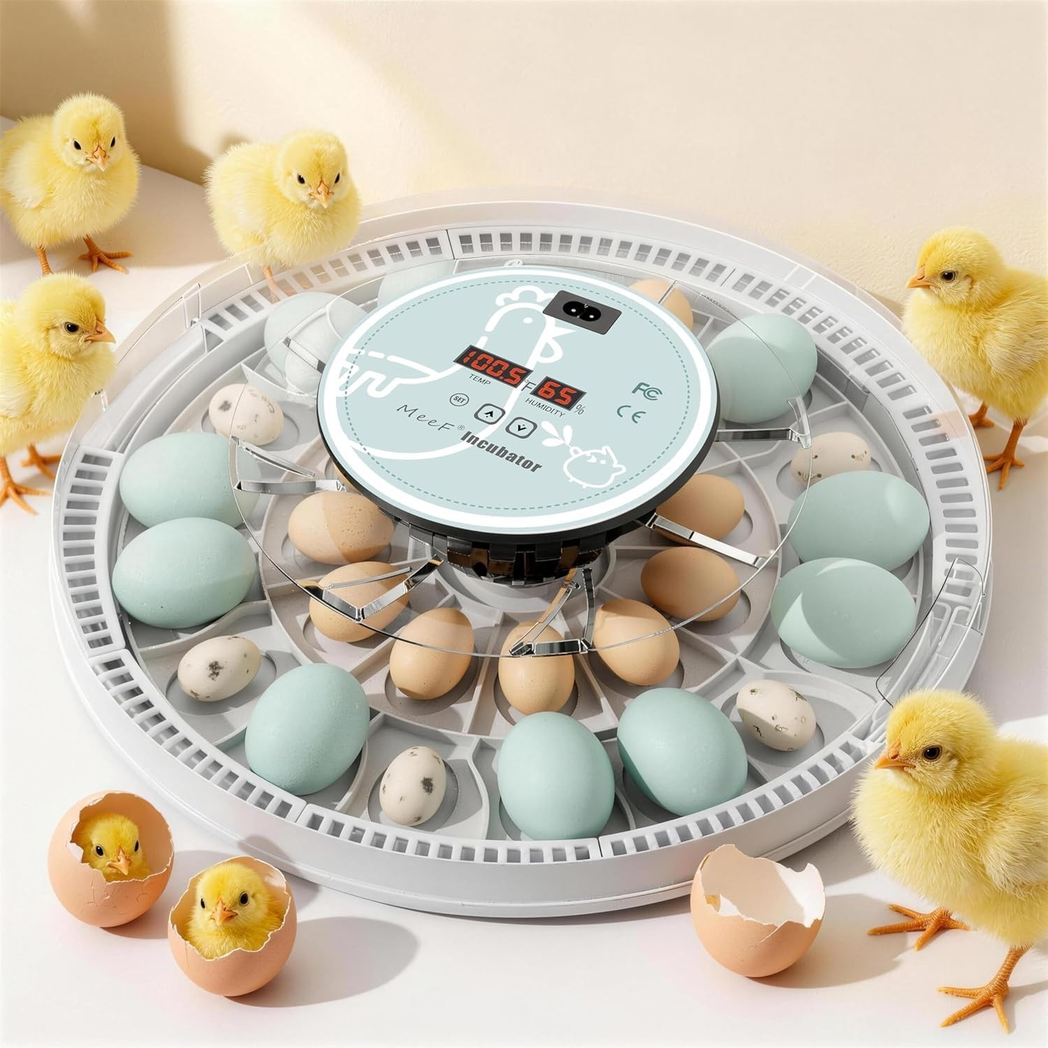 Egg Incubator for Hatching 28 Eggs, Auto Flip, Independent Atomizing Humidifier,