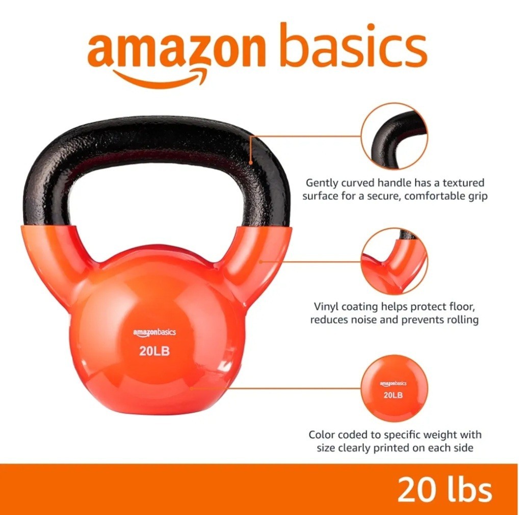 Amazon Basics Vinyl Kettlebell 20 Pounds Orange