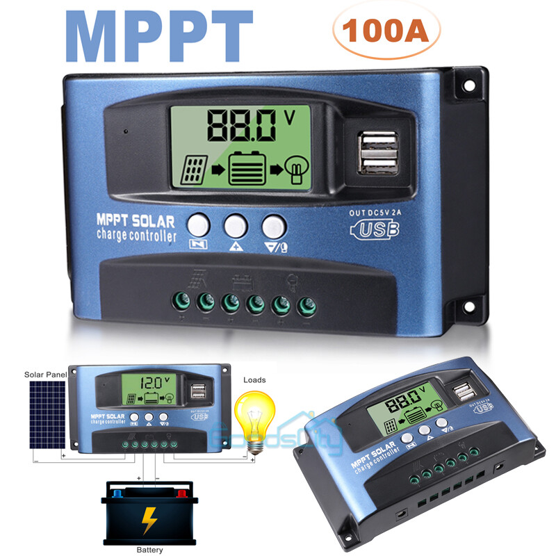 12/24V 60/80/100A MPPT Solar Charge Controller Panel Battery Regulator Dual USB