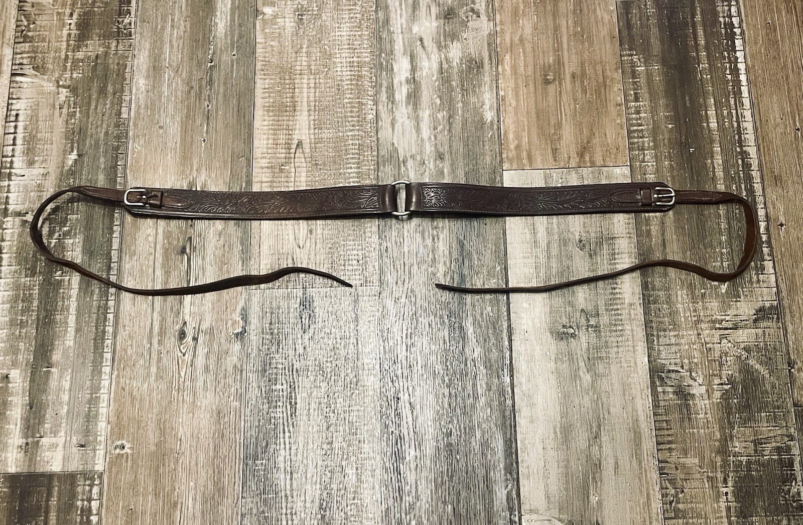 Vintage Leather Cinch Billets Hand Tooled Equestrian Horse Equipment