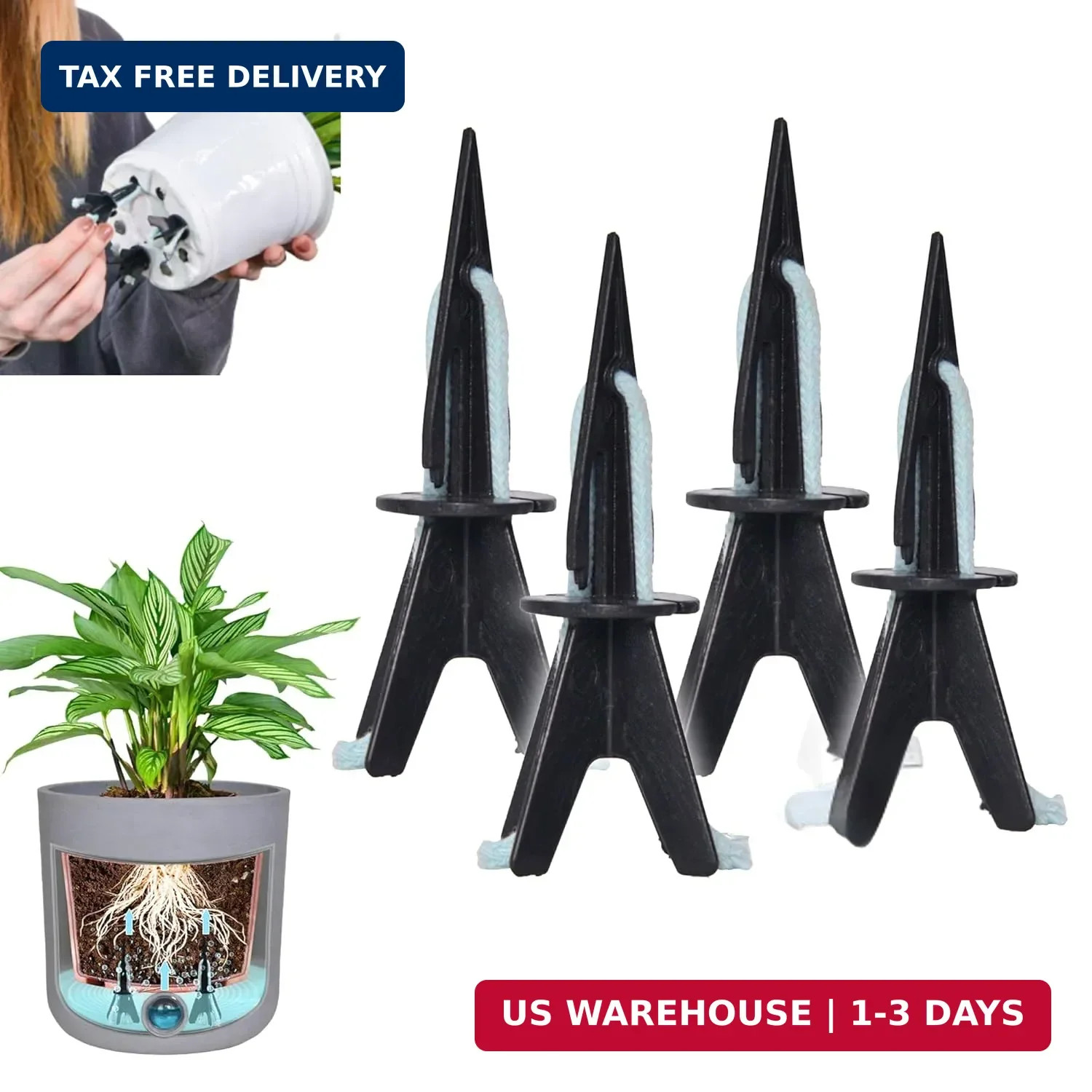 GreenShip 4-Pack Patented Self-Watering Spikes - DIY Plant Watering System for I