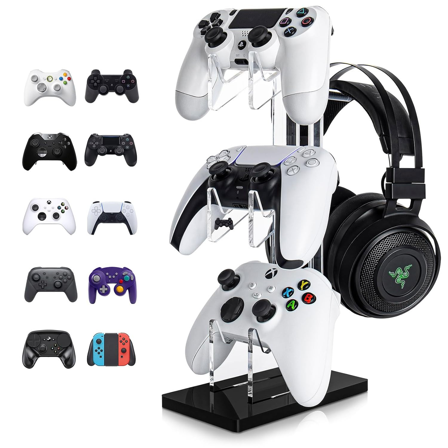 Controller Stand Headset Stand, 3 Tier Acrylic Gaming Controller Holder