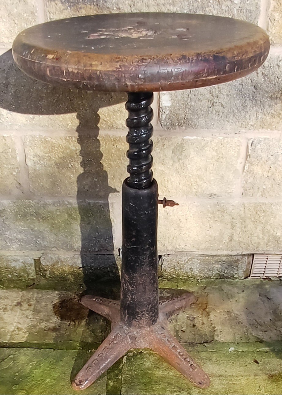 Antique Singer Simanco Adjustable Stool machinist original factory Spring Back