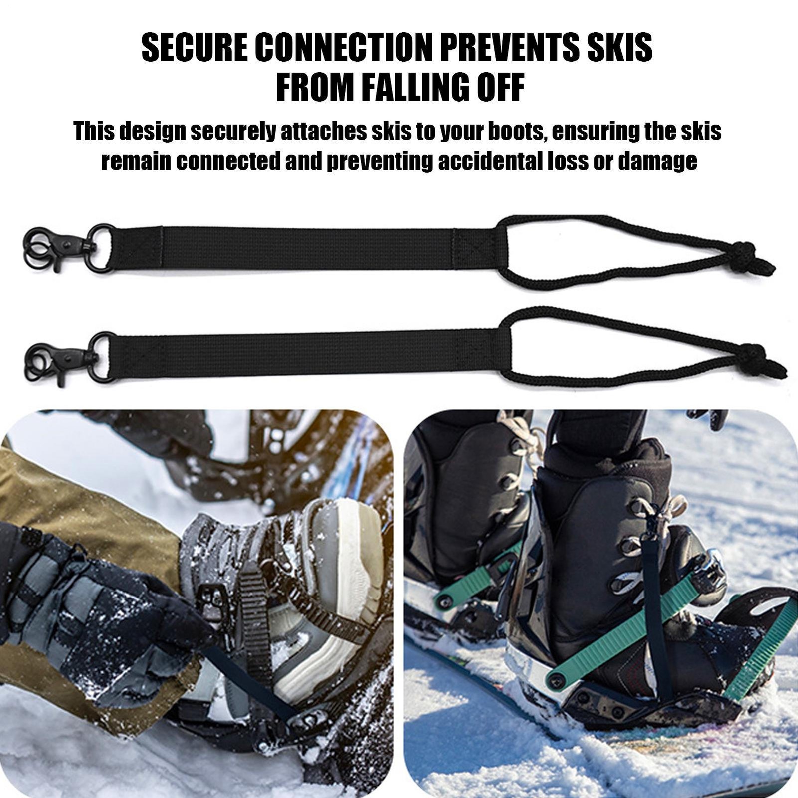 Snowboard Buckle Leashes 2-Pieces Ski Safety Cord Replacement appropriate
