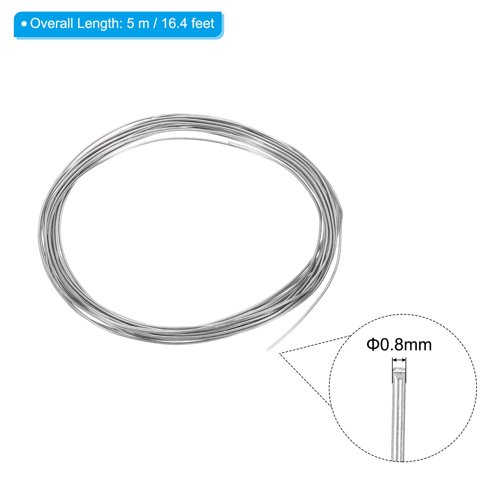 2Roll 99.99% High Purity Zinc Wire 21# Pure Zinc Beading Wire 0.8mm (16.4'/Roll)