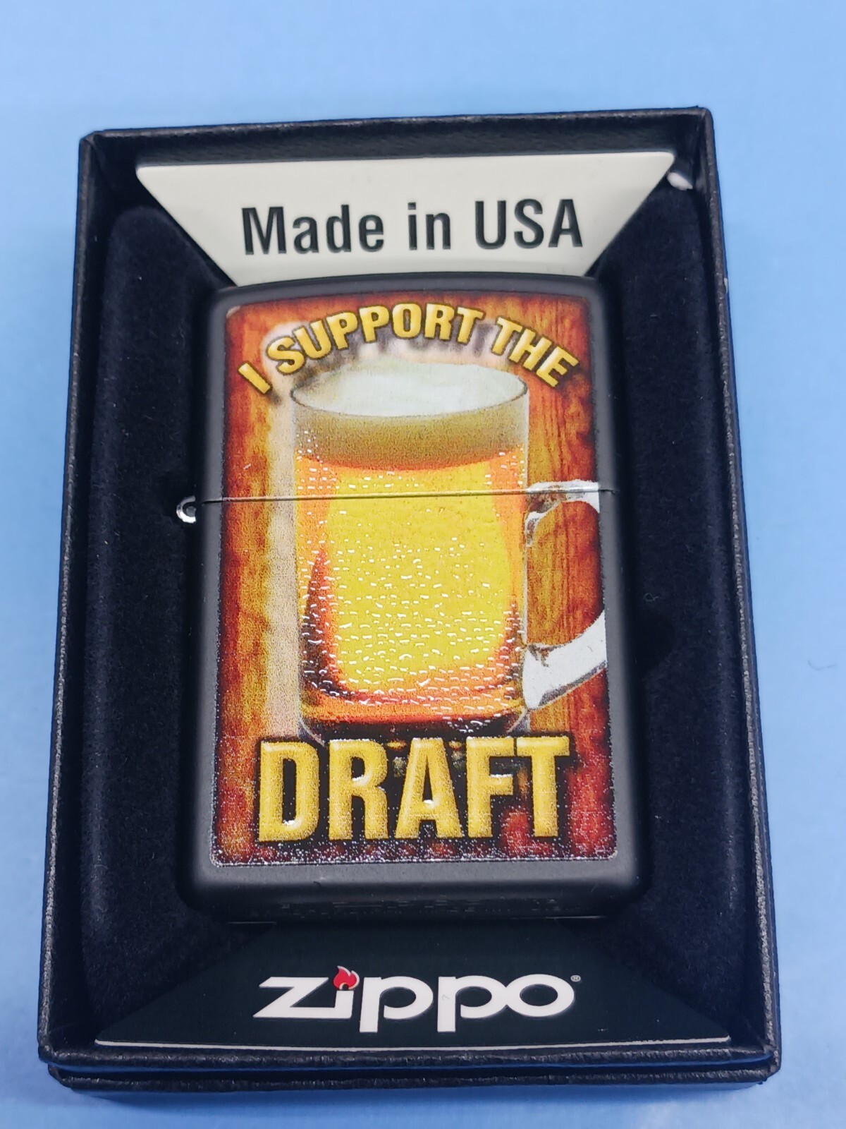 Zippo Black Matte I Support The Draft Lighter 28294