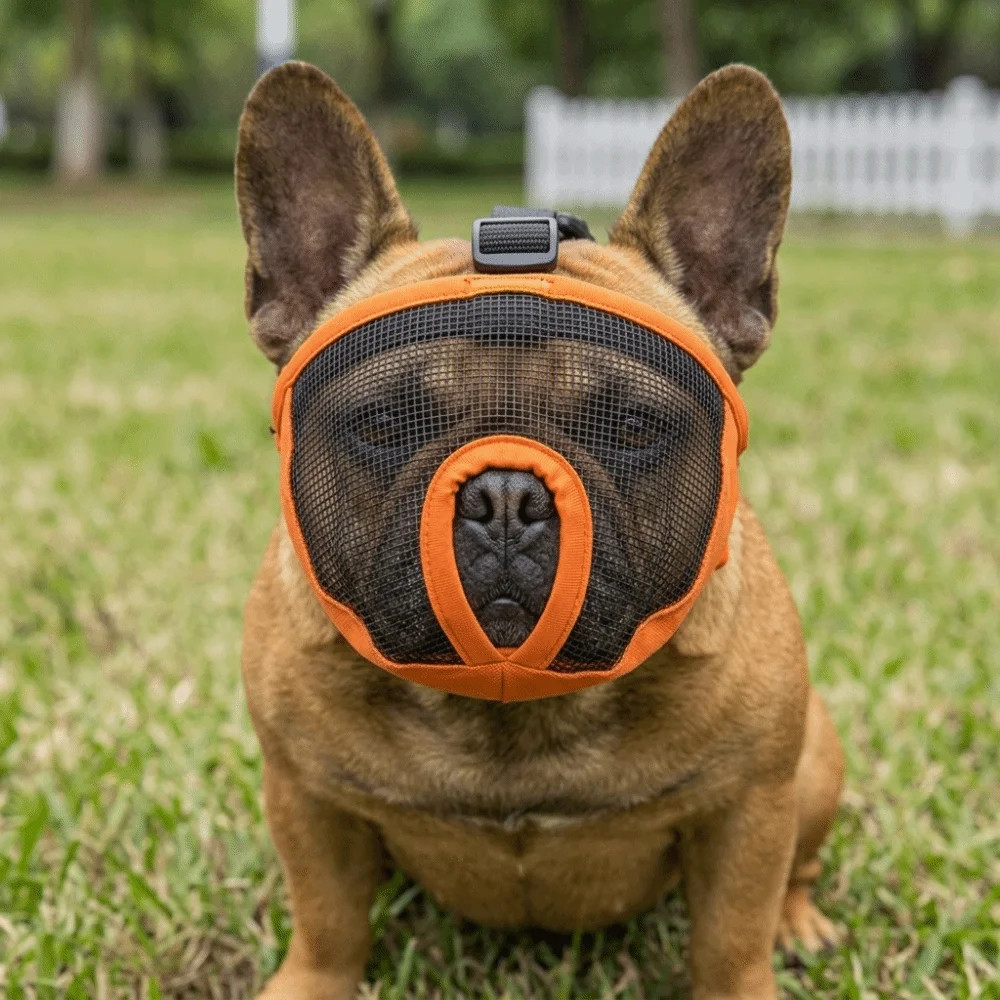 Durable Breathable Short Snout Muzzle Soft Secure Dog Mouth Guard Adjustable Lig