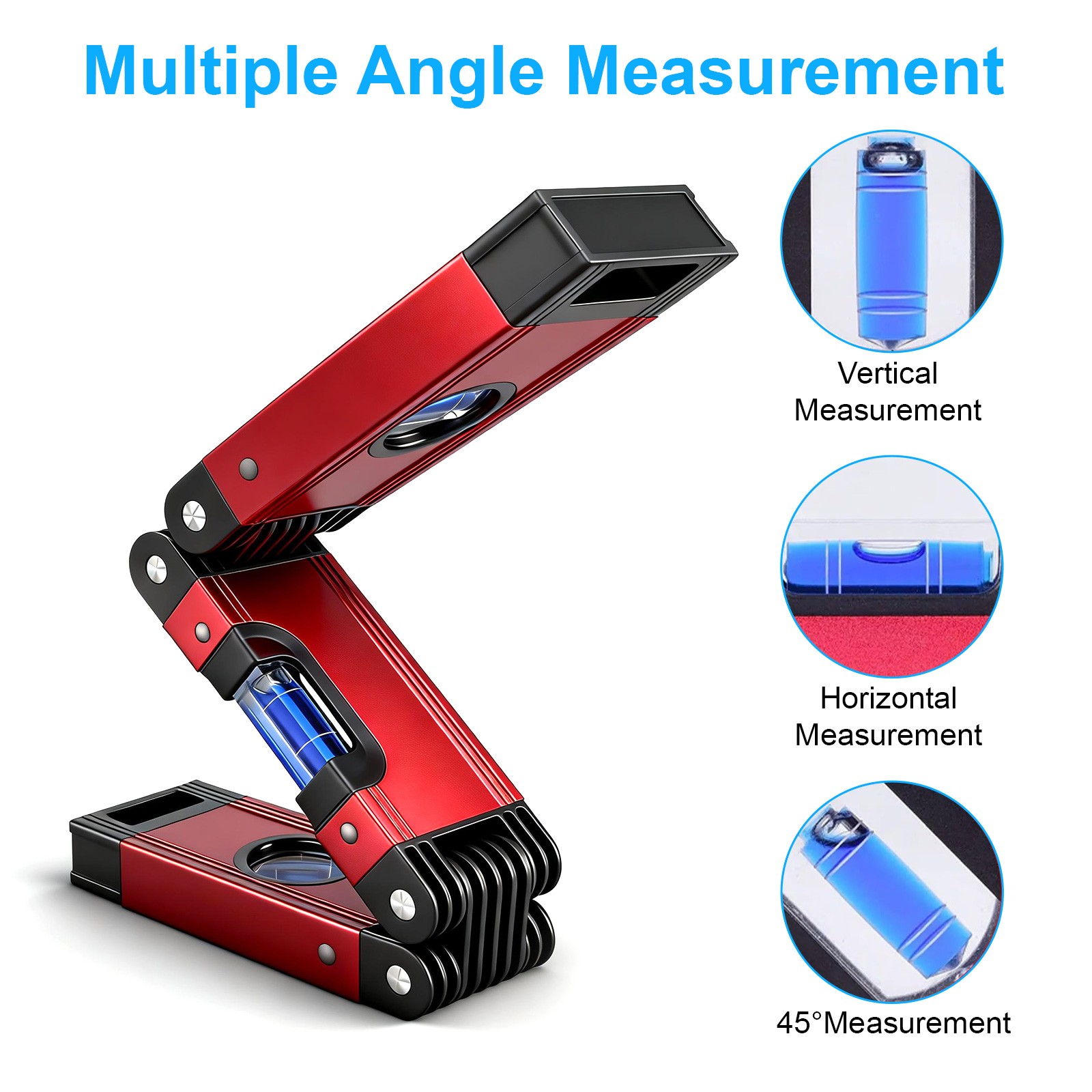16.9" Folding Level Magnetic Multi Angle Measuring Tool for Corners Pipes Stairs