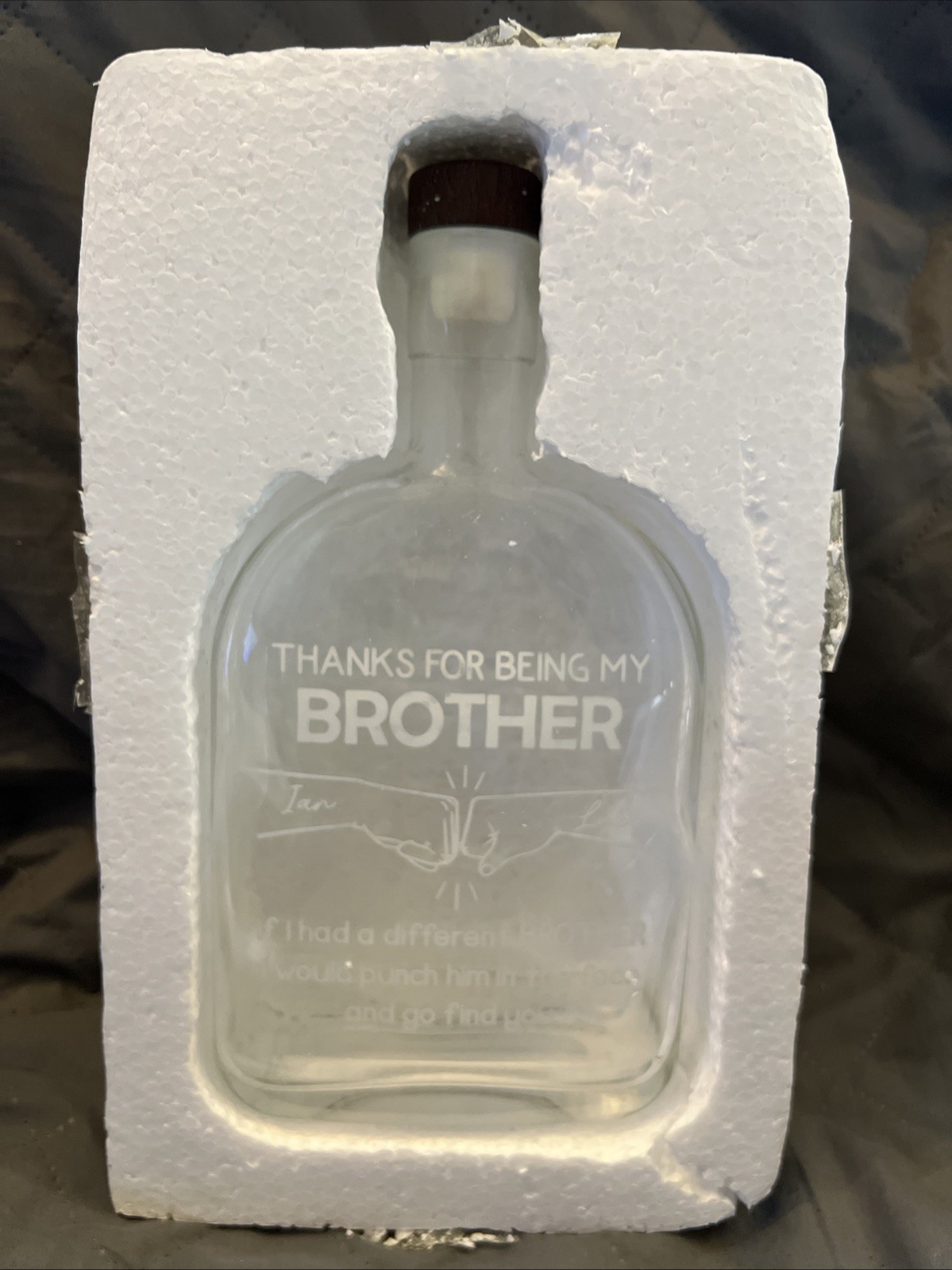 Thanks For Being My Brother Personalized 1L Clear Glass Bottle 4 Crafts/Decor/??