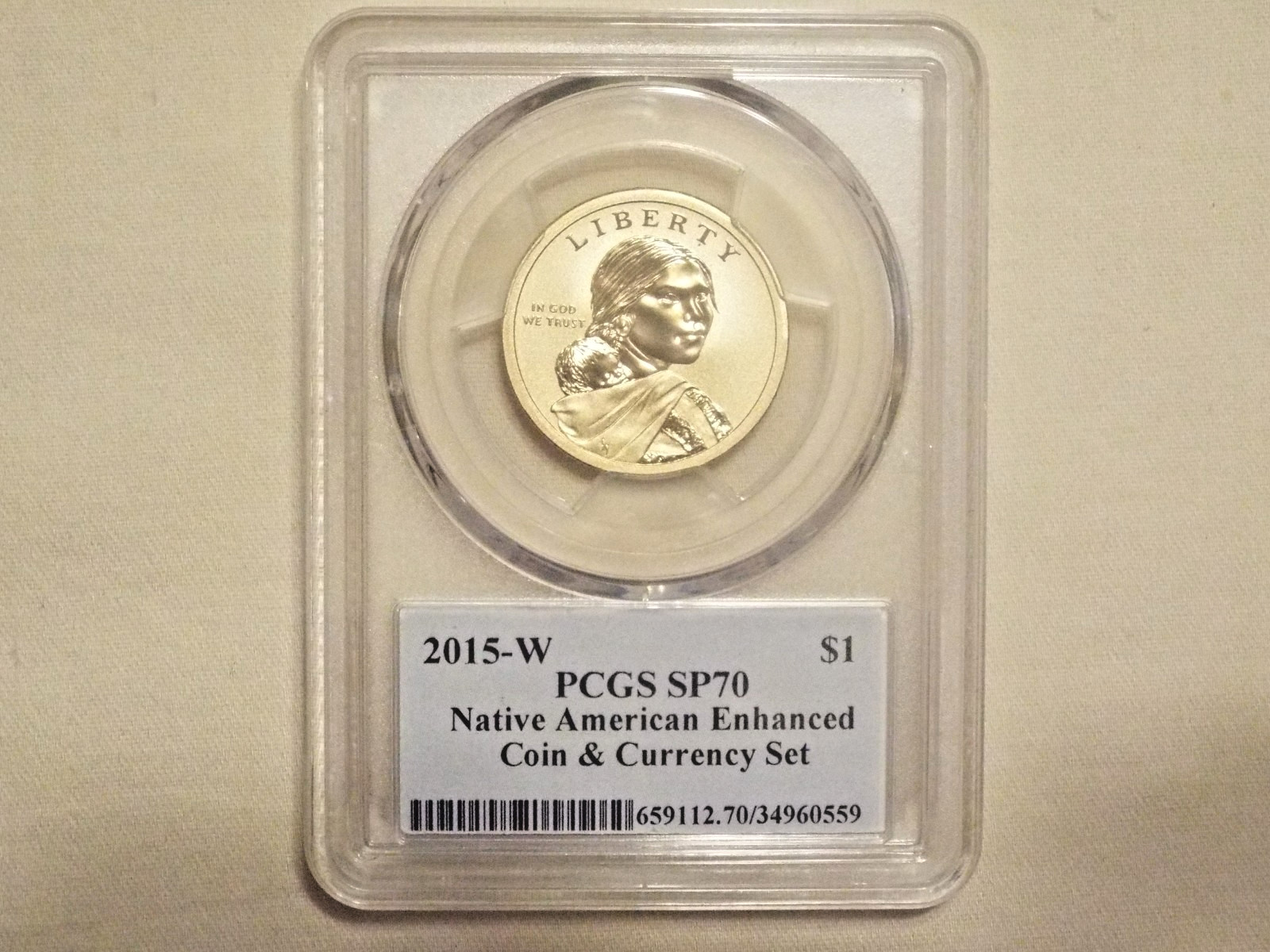 2015-W PCGS SP70 Sacagawea Enhanced Coin & Currency Set (Thomas S. Cleveland).