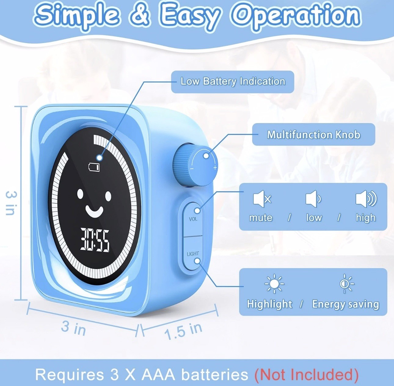 Sonneten Visual Timer for Kids, 99 Minute Digital Cute Kids Visual Timer