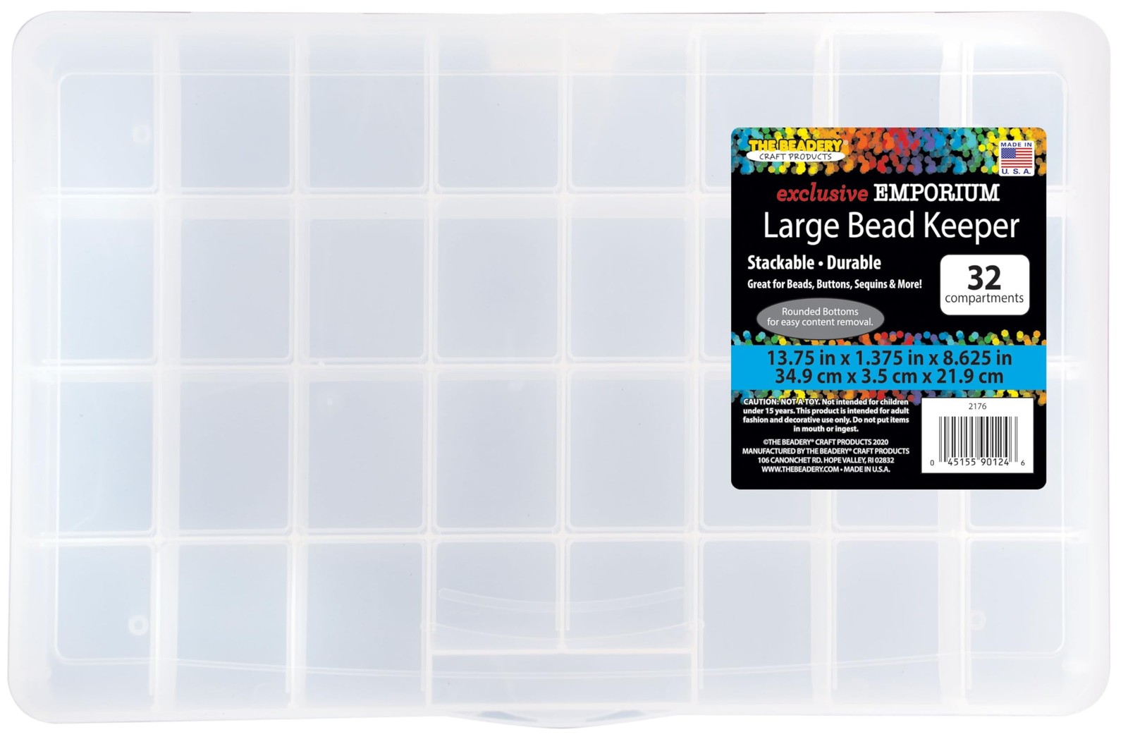 The Beadery - Large Bead Keeper Storage 13.75 x 8.625 x 1.375 inches, Clear