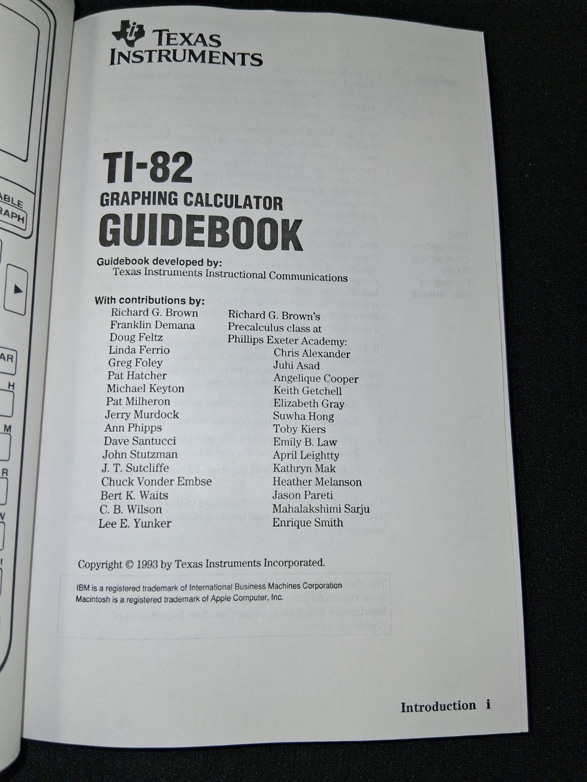 Texas Instruments TI-82 Graphing Calculator Guidebook Manual 1993