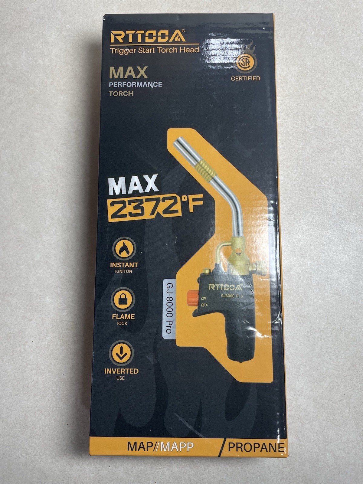 High-Intensity Adjustable Propane Torch Head with Self-Ignition Feature