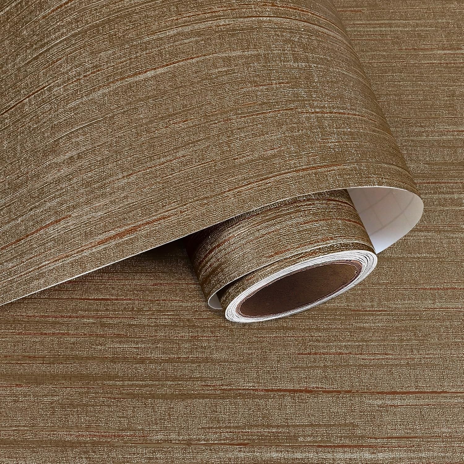 Bronze Brown Grasscloth Peel and Stick Wallpaper  15.7" x 78.7" Bronze Brown