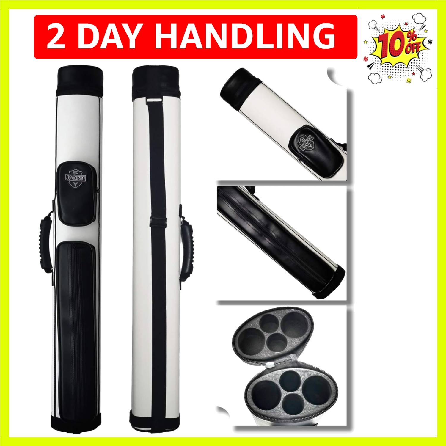 Durable 2x2 Hard Pool Cue Case with Adjustable Strap - Perfect for Billiards