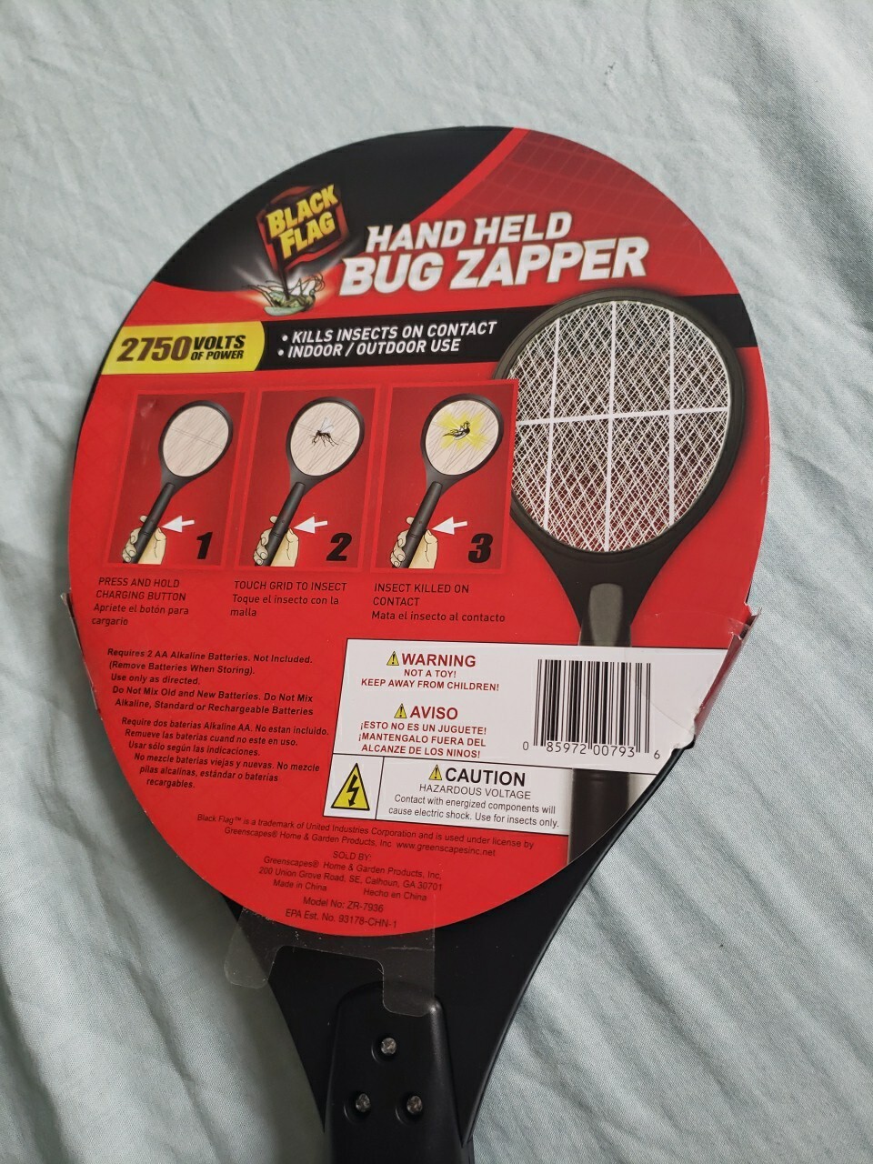 Eliminator Portable Handheld Insect Killer Racket, Require 2 AA Batteries Black.