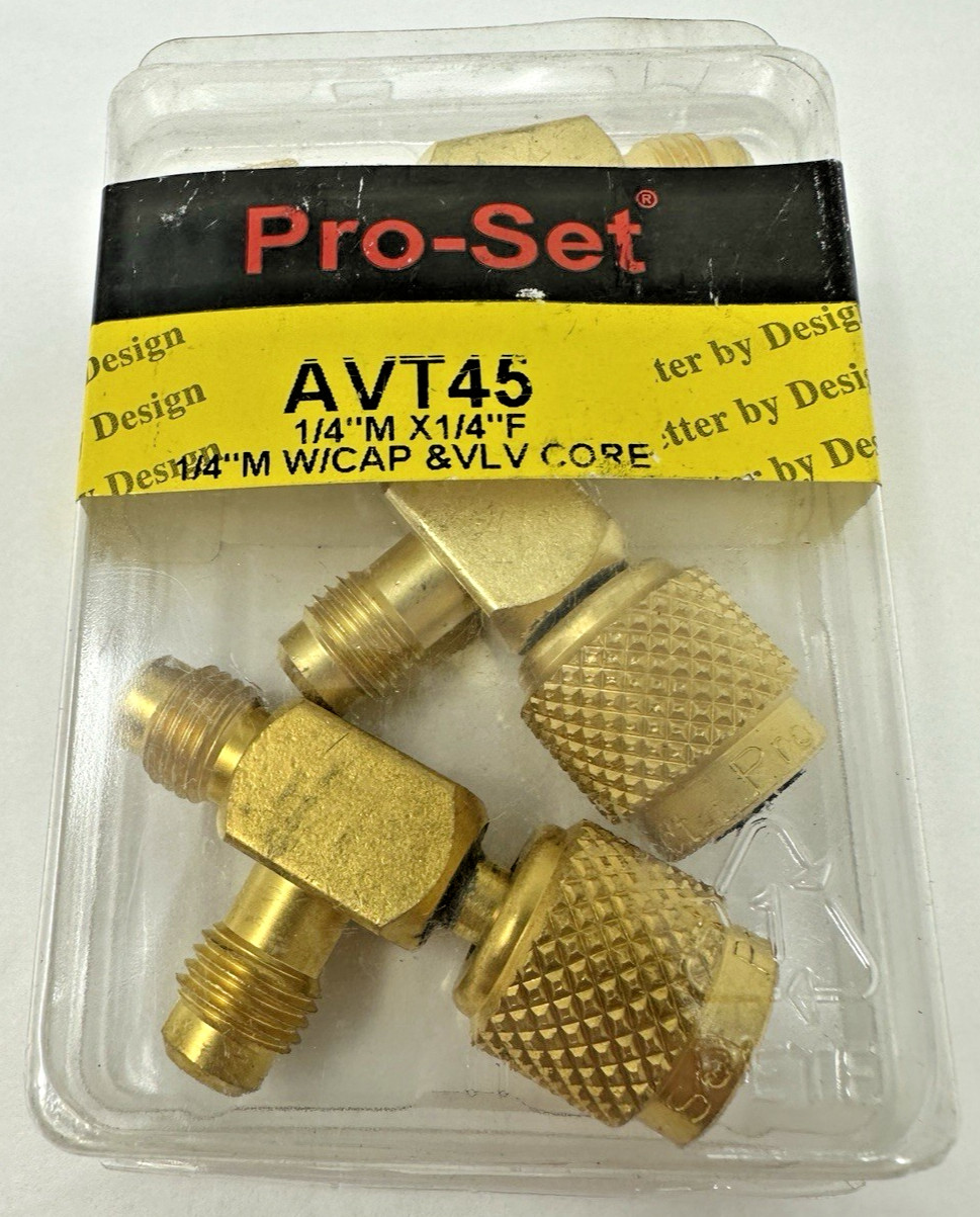 Lot of 3 PRO-SET Access Valve Tee AVT45 1/4" SAE Female Knurl x 1/4" SAE Male