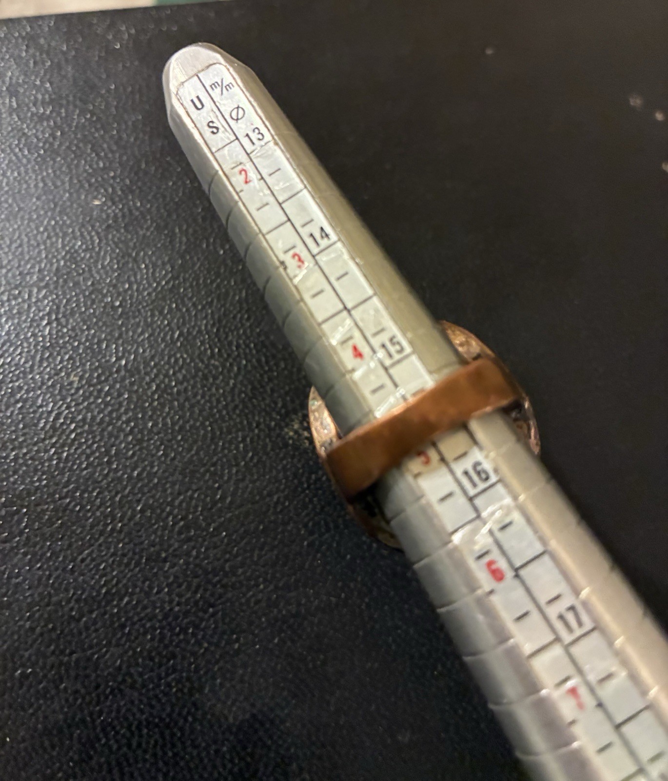 Artisan Made Copper Ring With Rhinestones