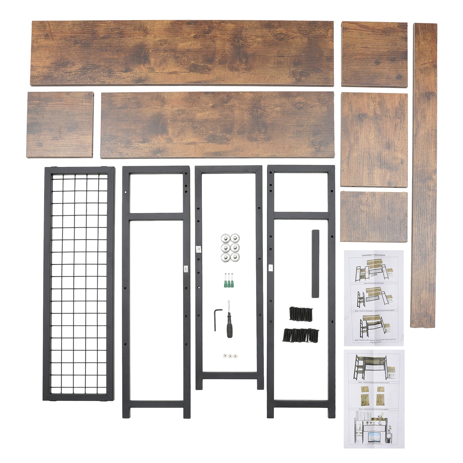 Rustic Desktop Bookshelf Multipurpose Countertop Display Shelf for Office Home