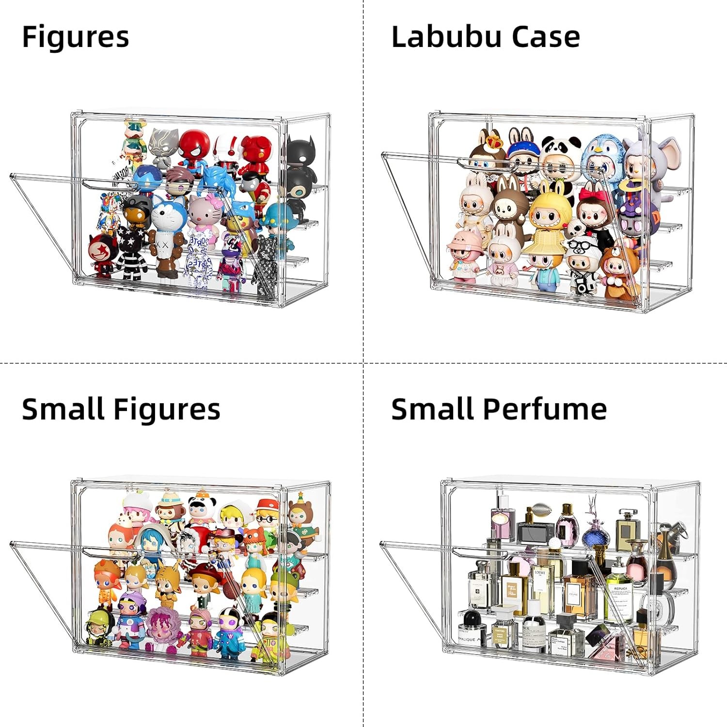Clear Acrylic Display Case 4 Layers - 2 Pack Figure Figurine Display Case