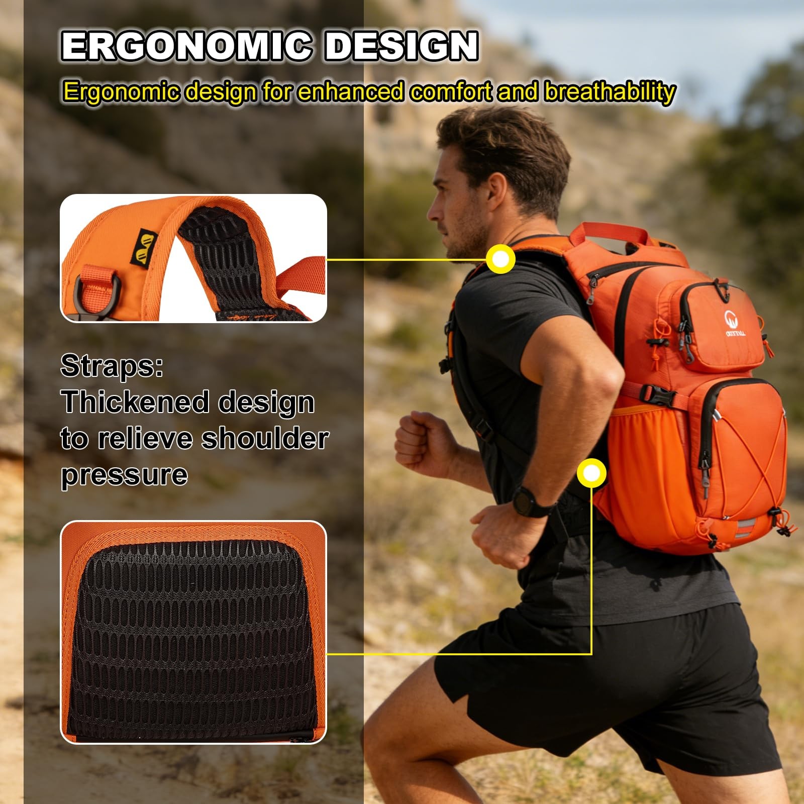 Hydration Backpack 22L, Hiking Backpack with 2L Leakproof Bladder, Sewn-in Ra...