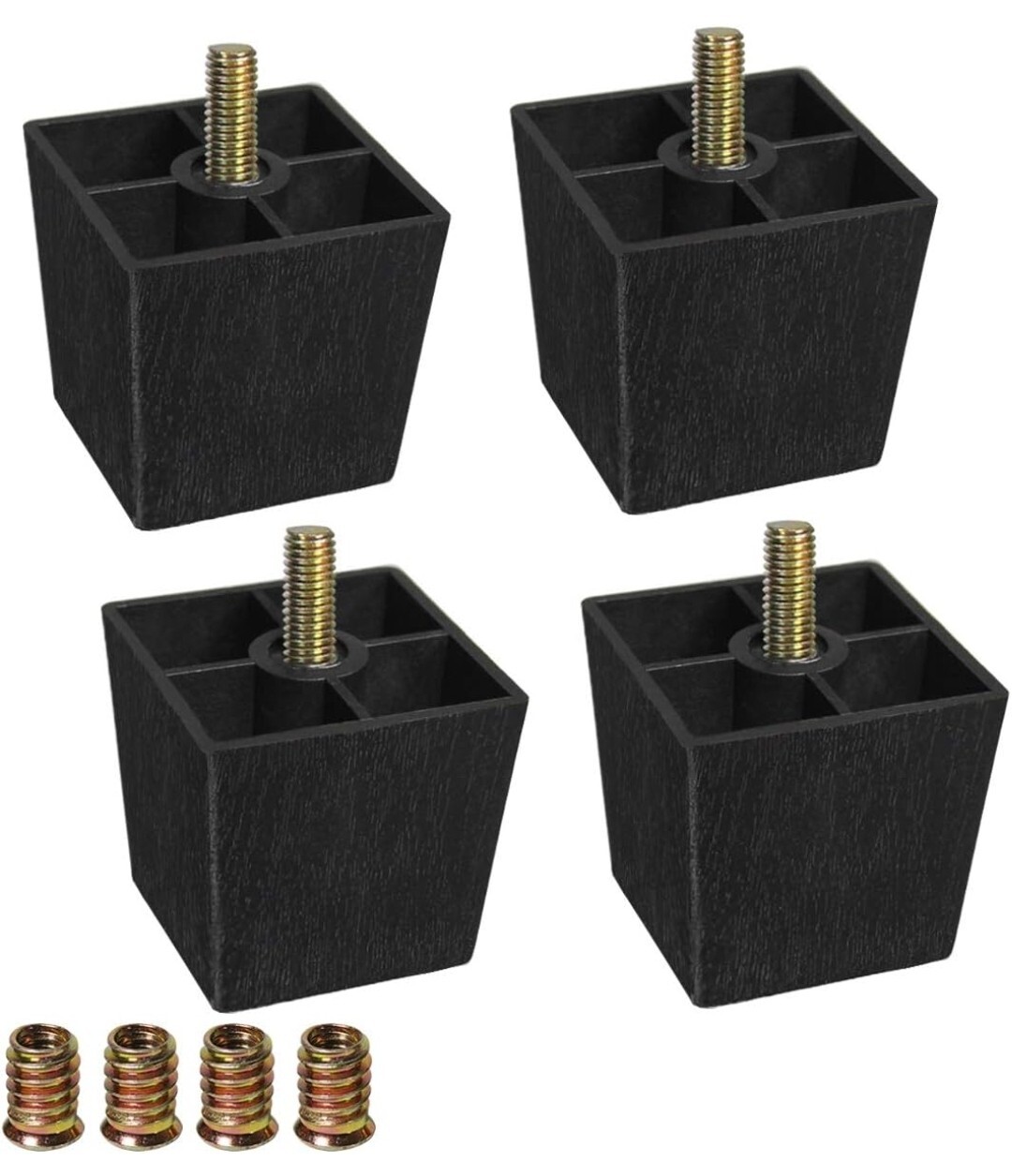 2 inch Sofa Legs Plastic Feet for Furniture Legs Riser Square Set of 4 with M8 H
