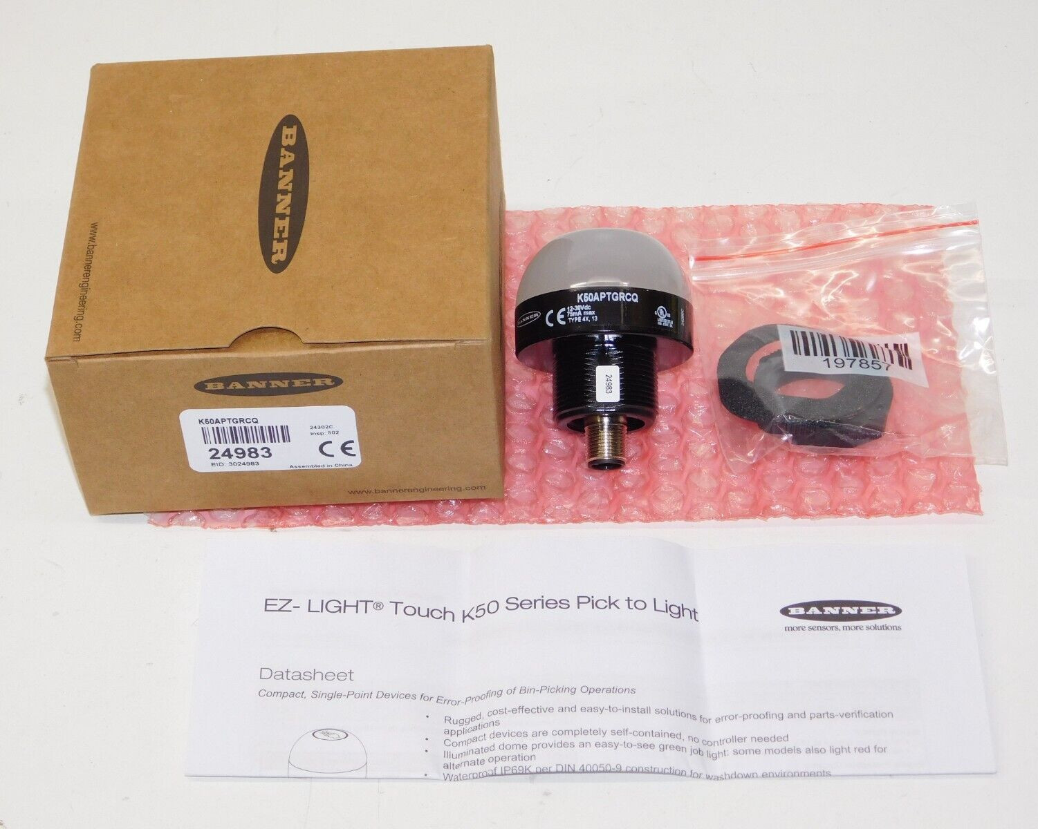 New Banner K50APTGRCQ EZ LIGHT 2 Color Illuminated Touch Sensor Module 24983
