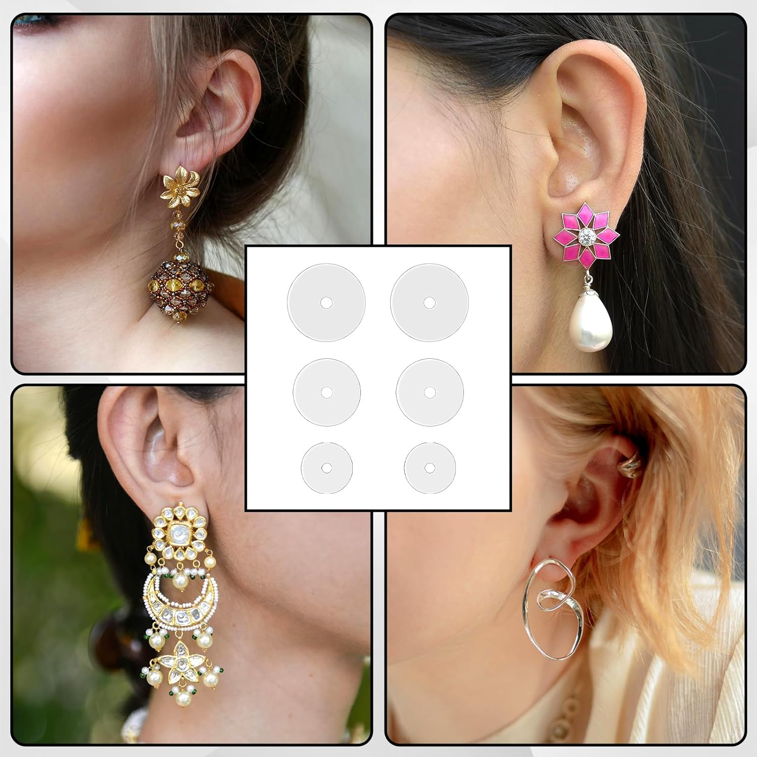 60Pcs Clear Piercing Discs, Plastic Earring Backs, Earrings Backs for Droopy Ear