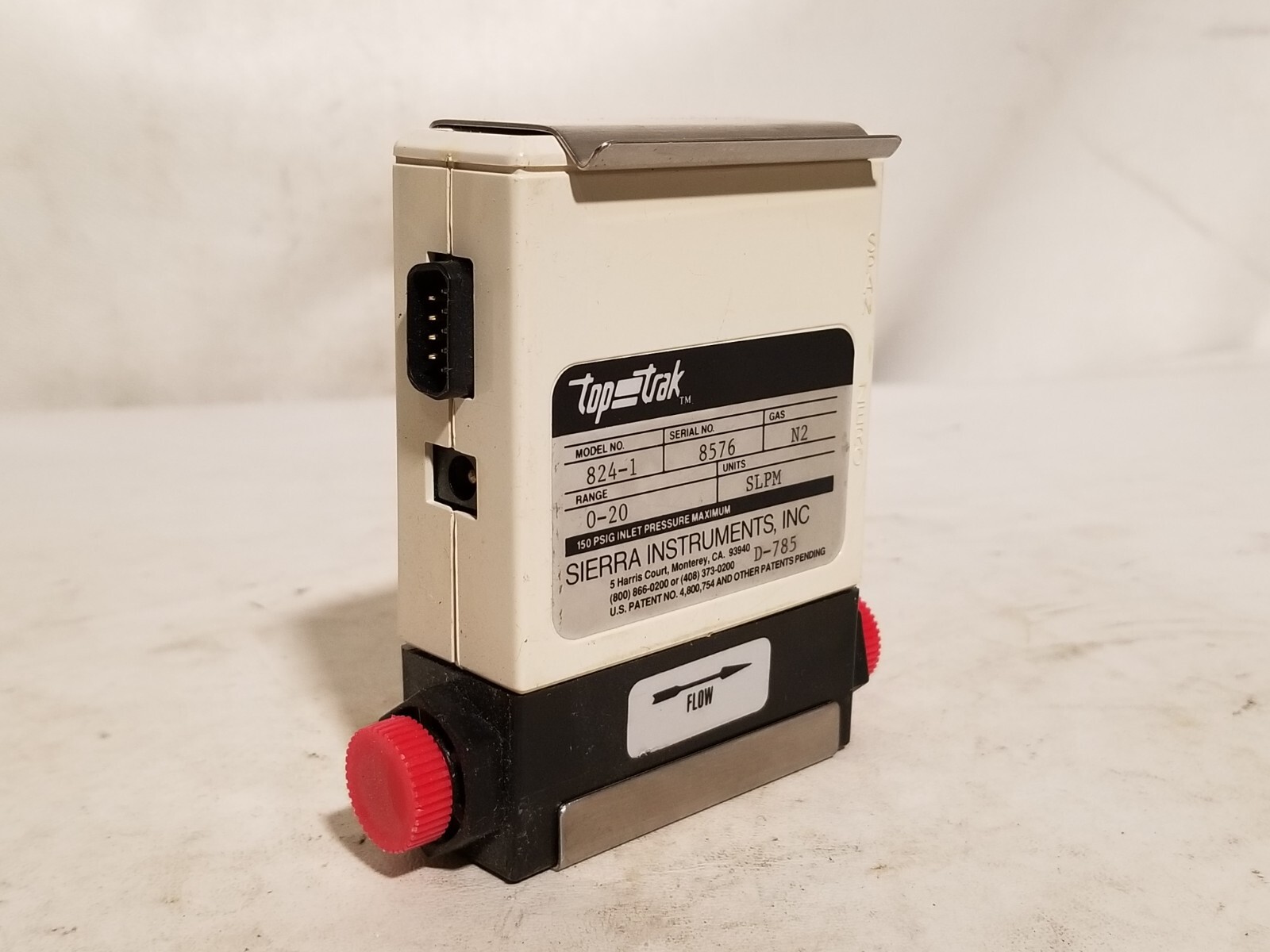 Sierra Instruments top-trak 824-1, gas flow meter, N2 gas, 0-20SLPM, 150PSIG max