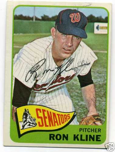 Signed Autograph 1965 Topps #56 RON KLINE Senators