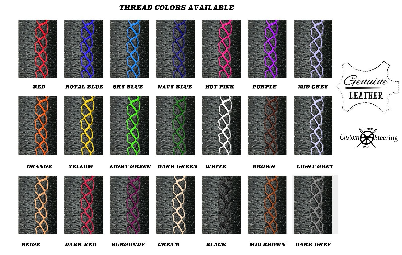 Perforated Leather Steering Wheel Cover For MITSUBISHI KUDA 97-08 Choose The Stitch