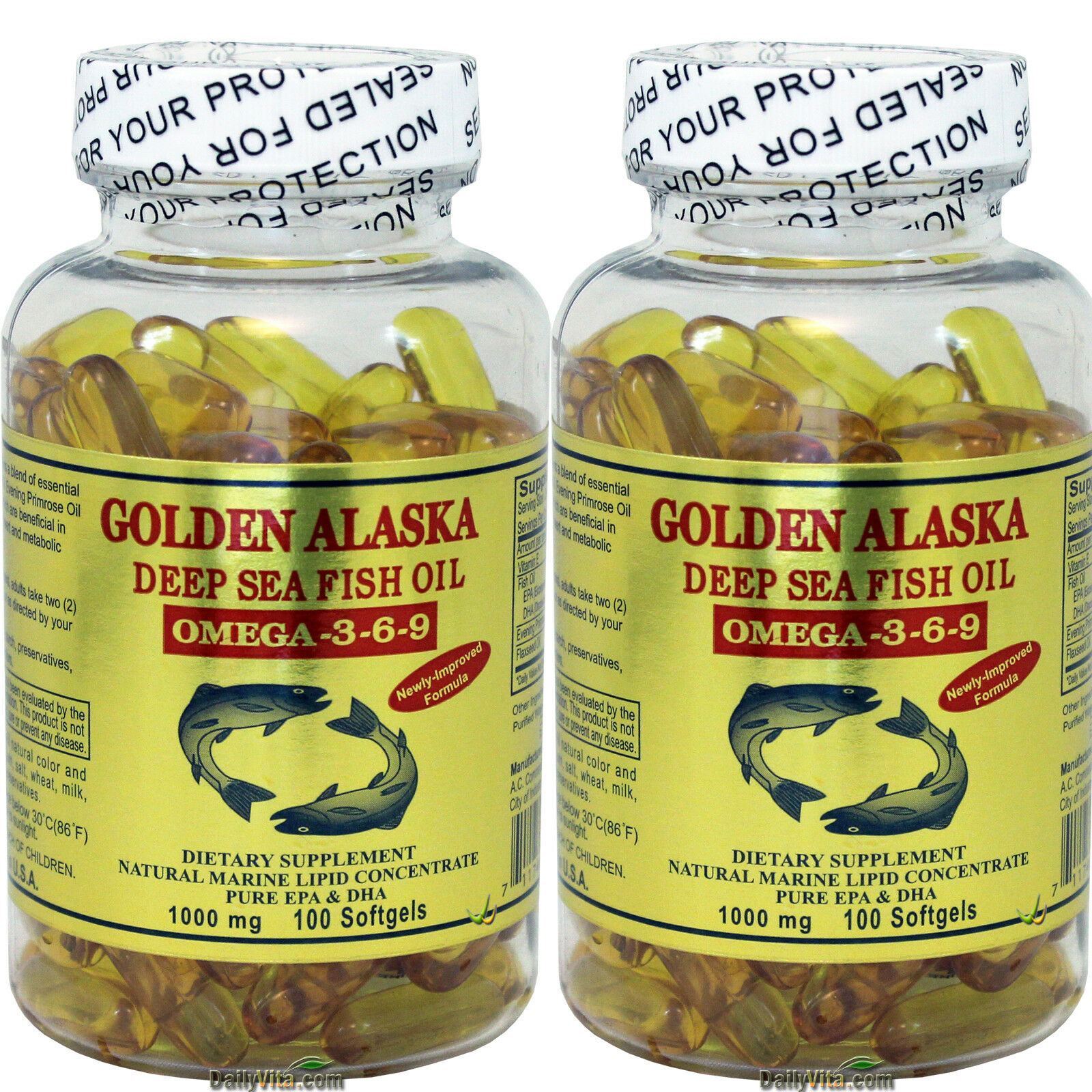 2 x Gold Vitamin Golden Alaska Deep Sea Fish Oil Omega 3 6 9 1000 mg 100 SG
